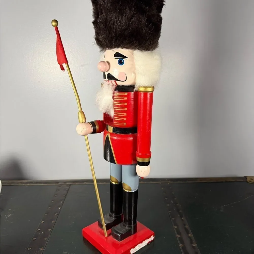 Vintage Large Hand Painted Wooden Nutcracker Classic Heavy Works 20” Soldier